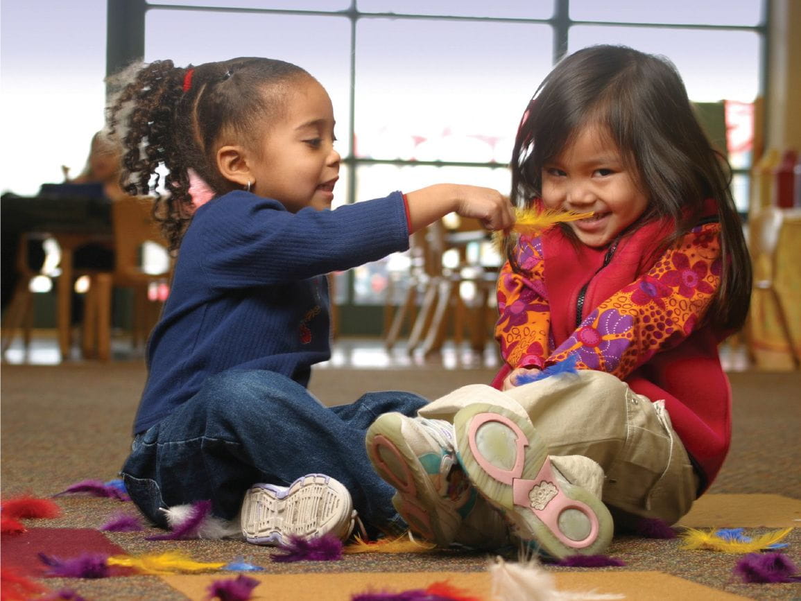 Siblings playing