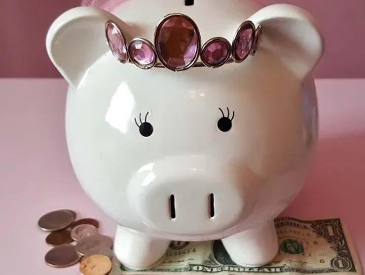 Saving for Newborn College piggy bank