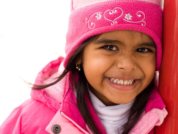 preschool girl at an outdoor winter activity