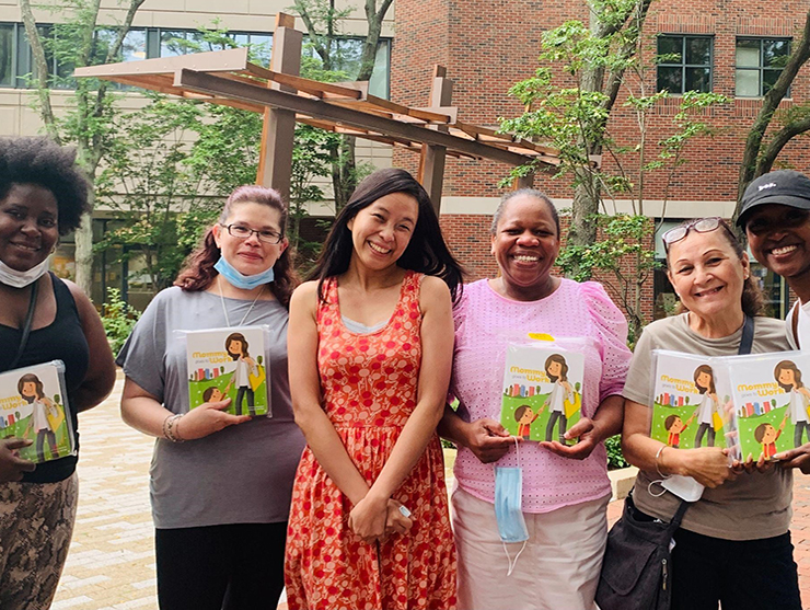 Jossy Lee with the Bright Horizons educators that inspired her book, "Mommy Goes to Work"