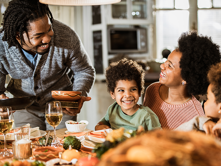 A family celebrating thanksgiving