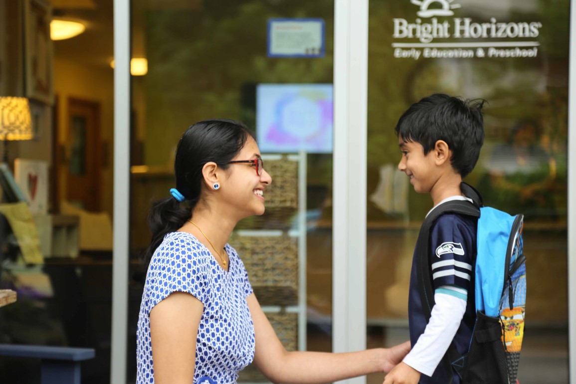 mom helping her son for back to school 2021