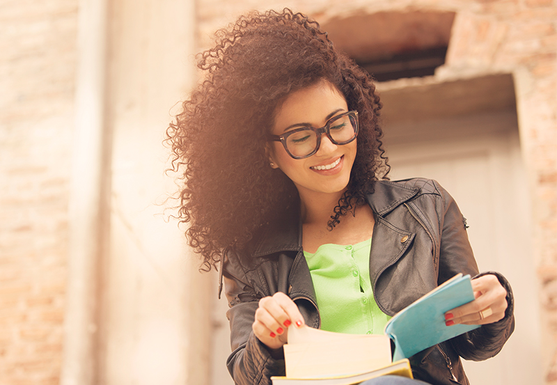 Young professional studying to further her education and training