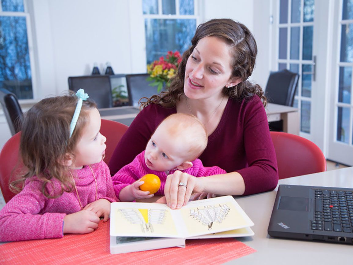 Mom having a conversation with her preschool daughter