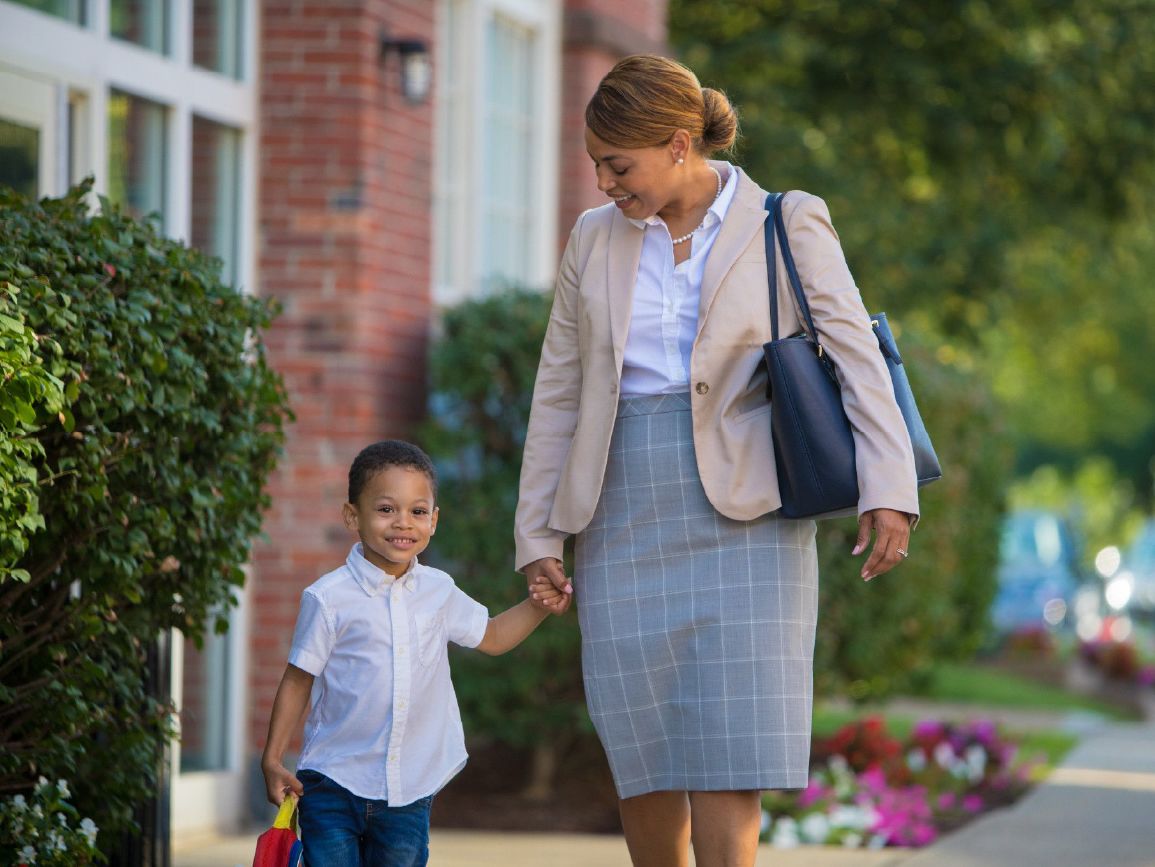 Parent walking child