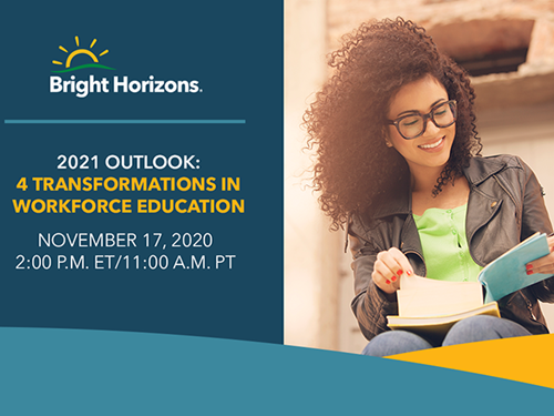 Graphic to promote a webinar on 2021 transformations to workforce education